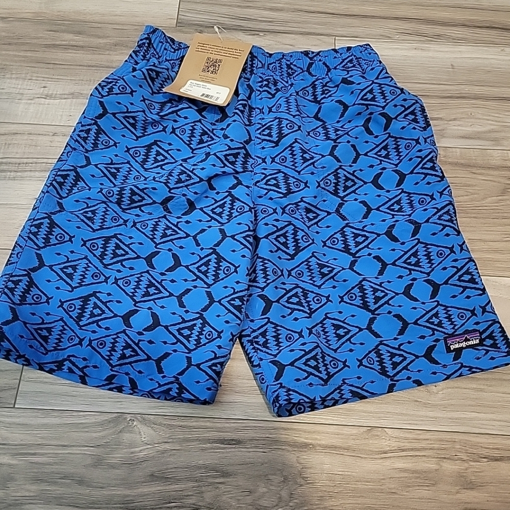 NWOT Patagonia Baggies Shorts Boys Blue Lined  Drawstring Waistline - Picture 2 of 11